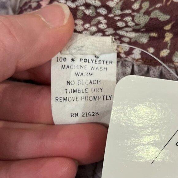 Vintage 70s Sheer Watercolor Floral Print Midi Dress Long Sleeve Tie Neck Ruffle - Picture 4 of 13